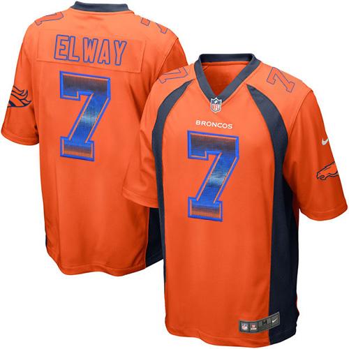 Nike Broncos #7 John Elway Orange Team Color Men's Stitched NFL Limited Strobe Jersey - Click Image to Close